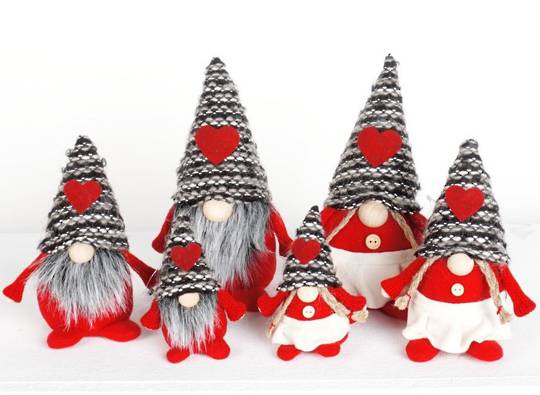 Mini Wooly Grey Stripe Hat Gnome